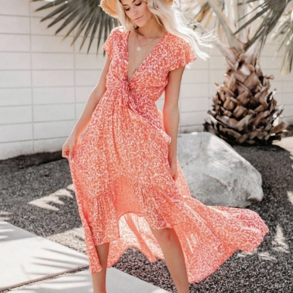 Vici Coral Floral Maxi Dress